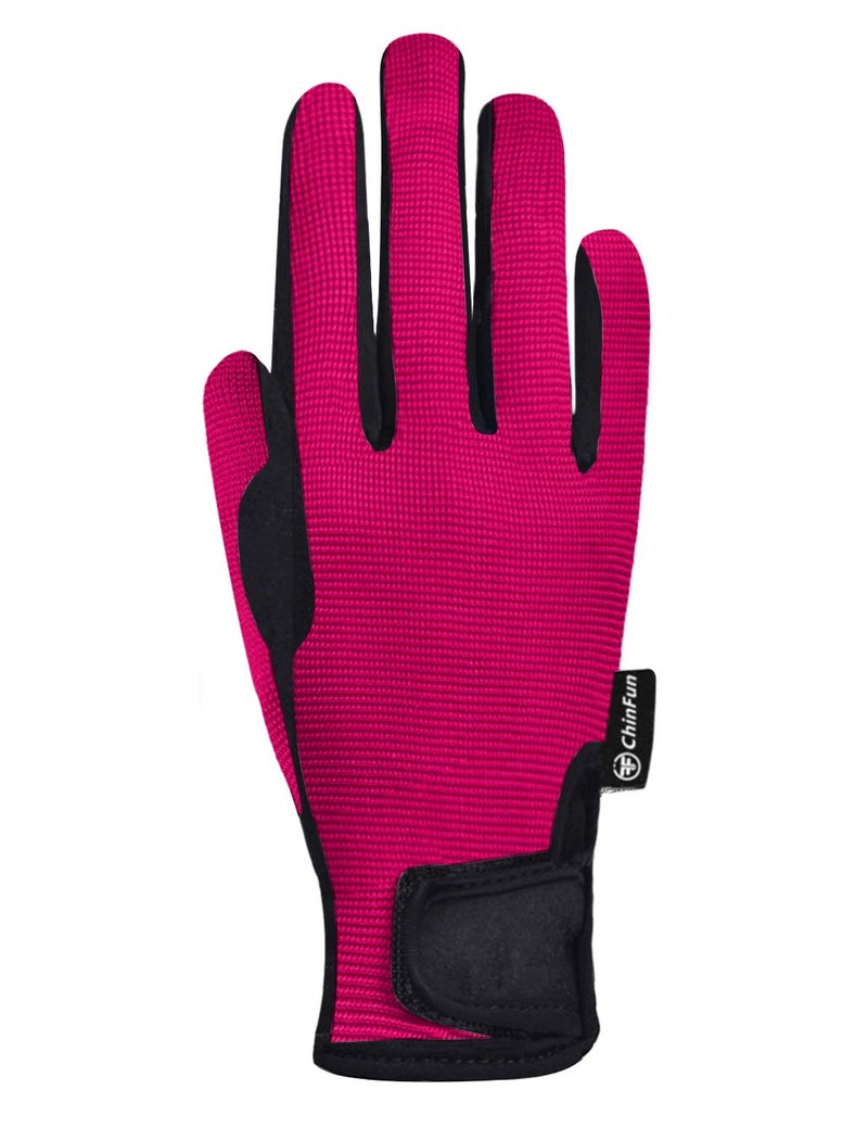 ChinFun Horse Riding Glove Equestrian Gloves Kids for Boys Girls Horseback Riding Gloves Grip for Youth Children Riding Sports Biking Cycling Gardening Fushcia Size M - Image 4